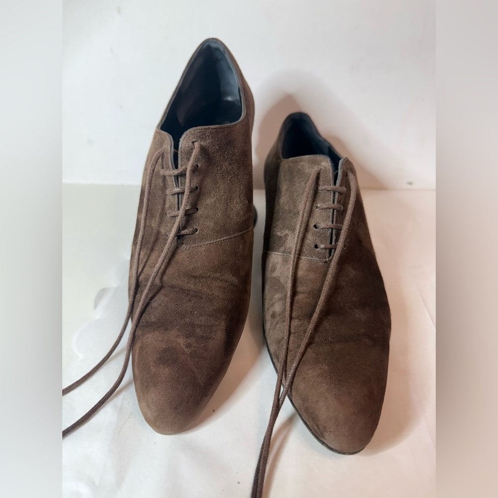 Robert Clergerie Brown Suede Heeled Oxfords